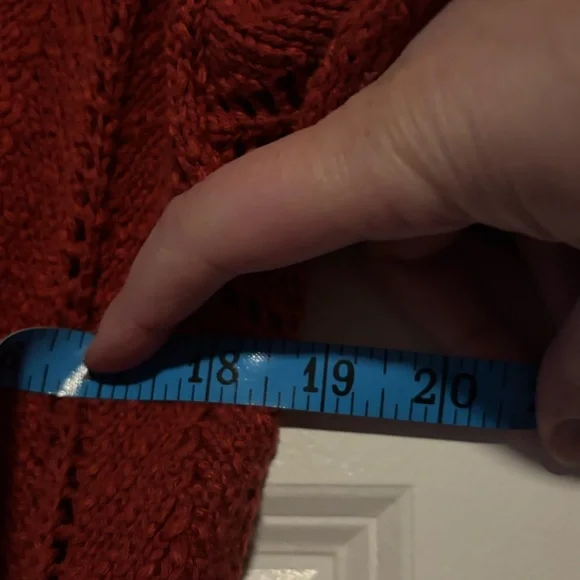 Anthro Meadow Rue Pointelle Chunky Knit Cardigan Sweater, Rust colored, Small - Picture 9 of 10